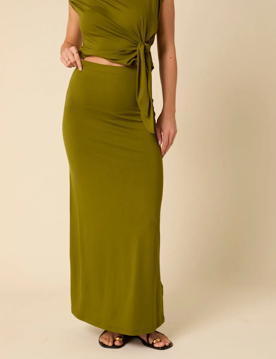 Green Jersey Maxi Skirt sold by Nobody's Child product image thumbnail 2