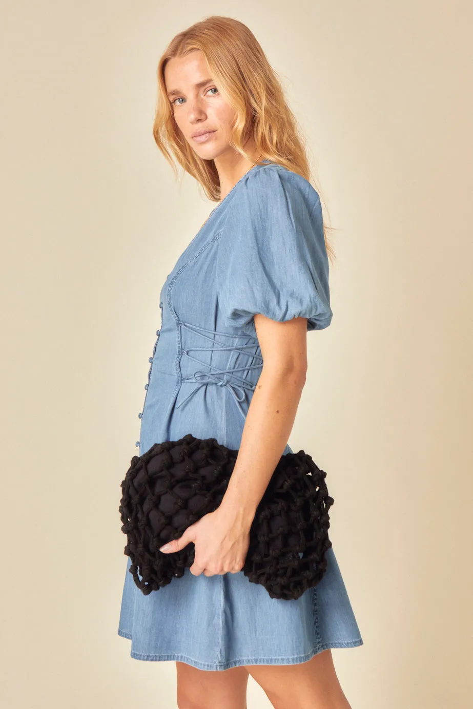 Blue Denim Puff Sleeve Magnolia Mini Dress sold by Nobody's Child product image thumbnail 3