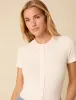 White Ribbed Button Down Jersey Top sold by Nobody's Child