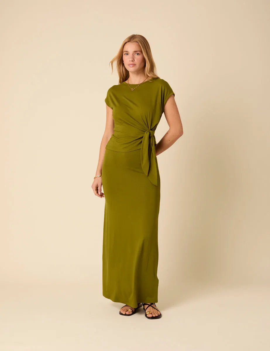 Green Tie Front Jersey Top sold by Nobody's Child product image thumbnail 2