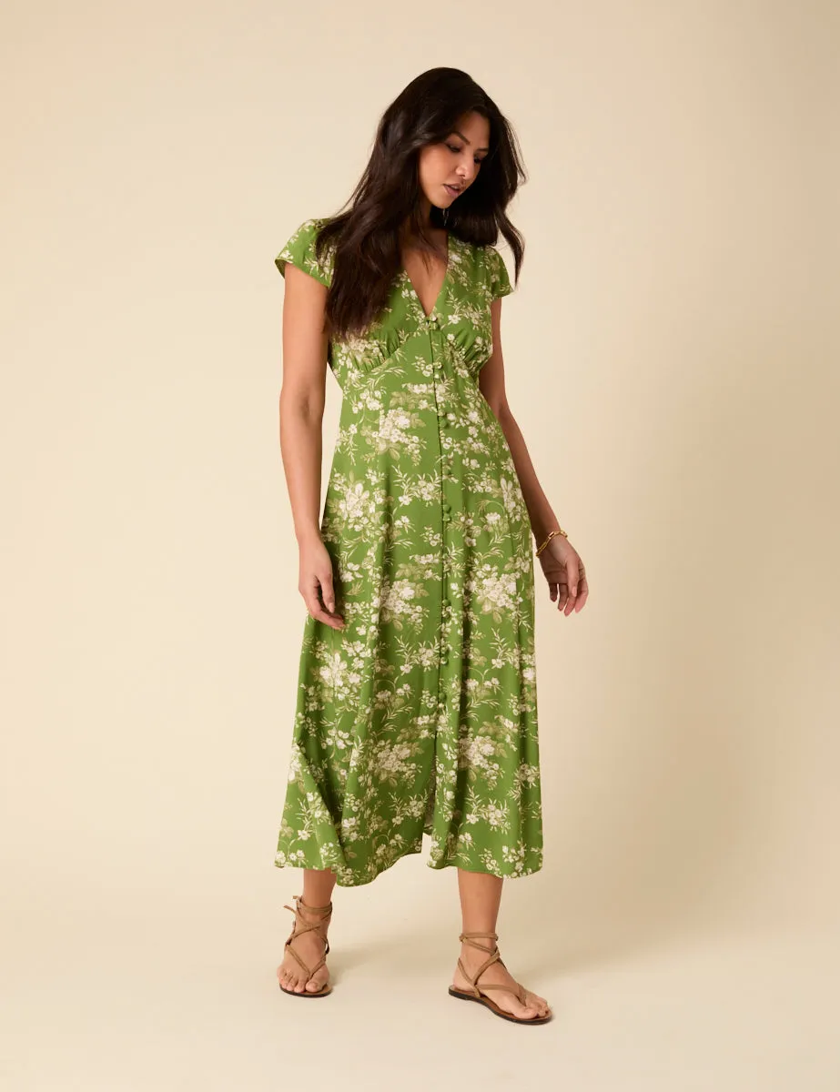 Green Floral Avery Midi Dress sold by Nobody's Child product image thumbnail 4