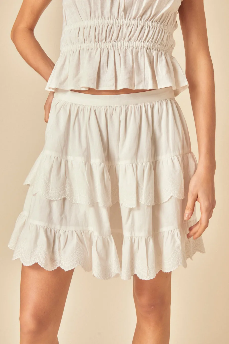 White Tiered Mini Skirt sold by Nobody's Child product image thumbnail 3