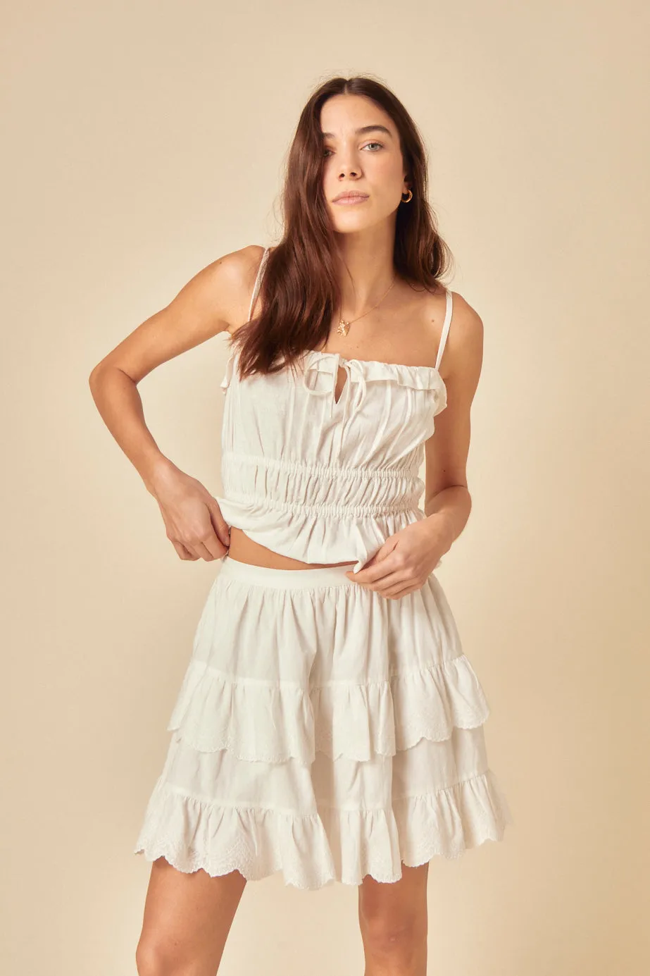 White Tiered Mini Skirt sold by Nobody's Child product image thumbnail 4