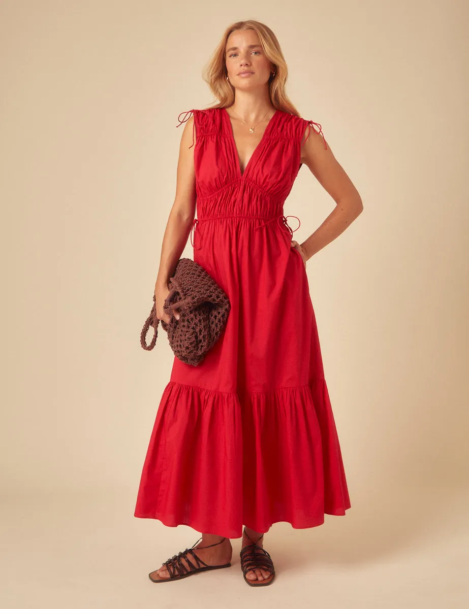 Red Tiered Ianthe Midi Dress sold by Nobody's Child product image thumbnail 2