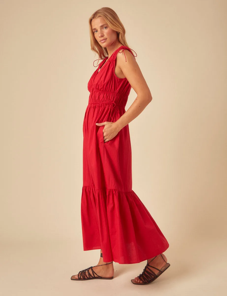 Red Tiered Ianthe Midi Dress sold by Nobody's Child product image thumbnail 3
