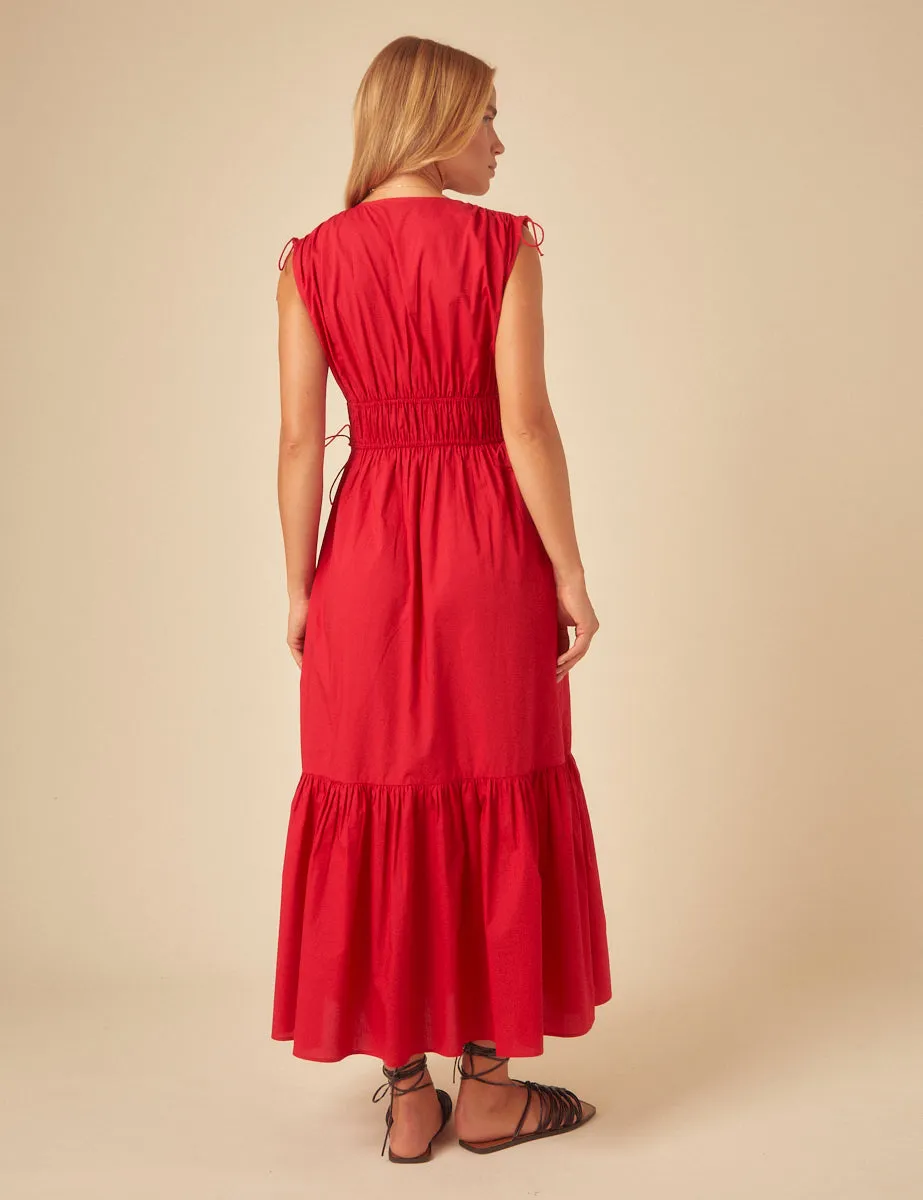 Red Tiered Ianthe Midi Dress sold by Nobody's Child product image thumbnail 5