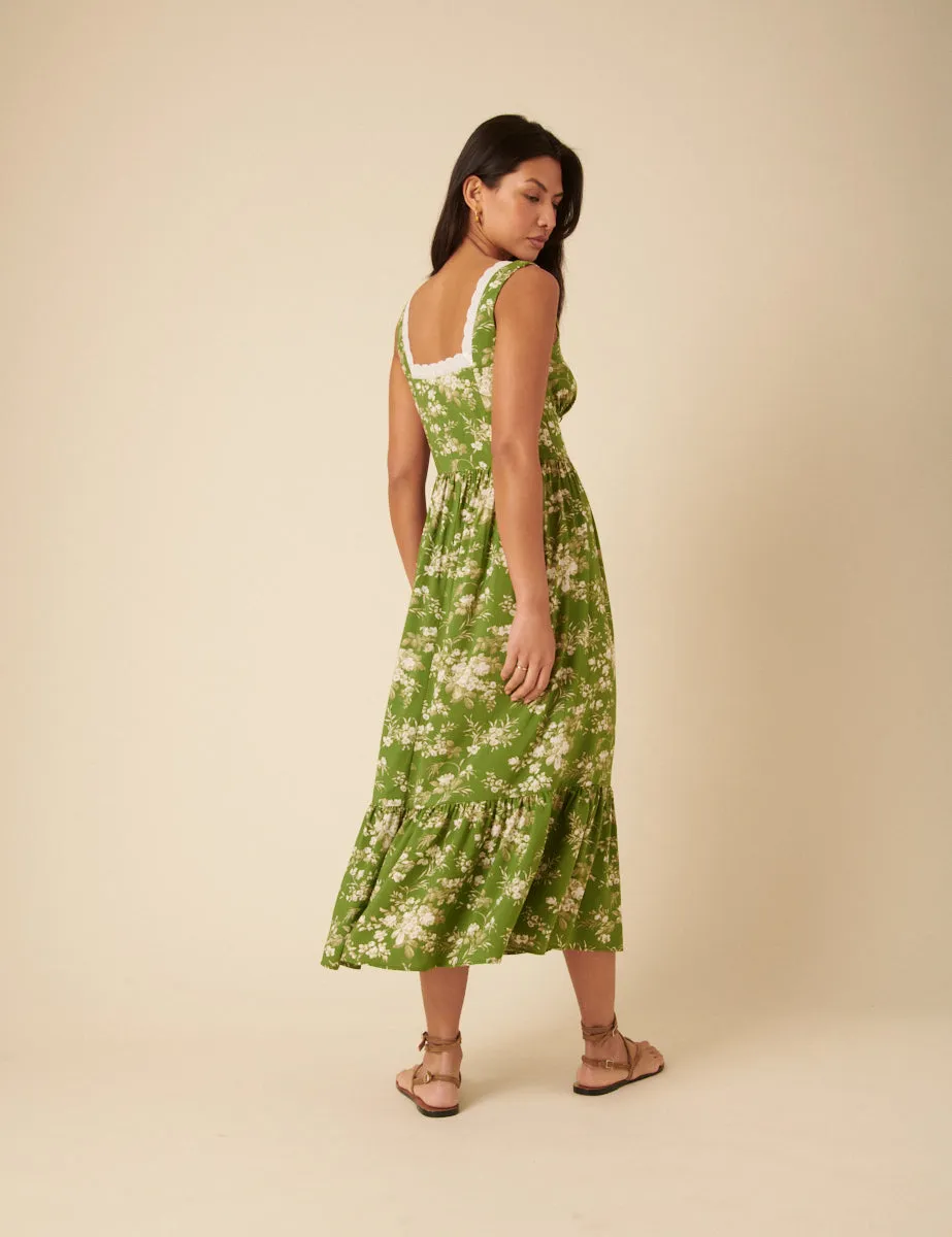 Green Floral Heather Midi Dress sold by Nobody's Child product image thumbnail 5