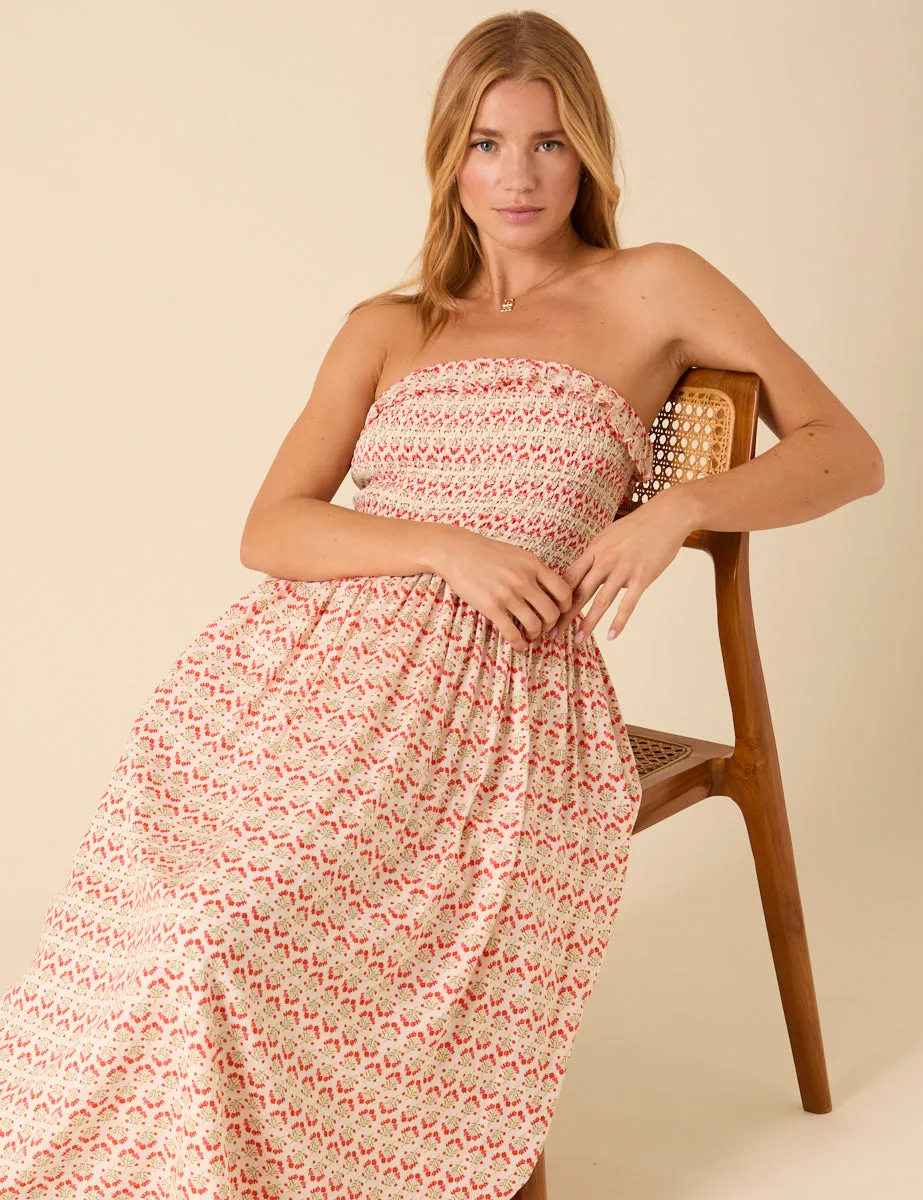 Pink Bandeau Printed Bela Midi Dress sold by Nobody's Child product image thumbnail 4
