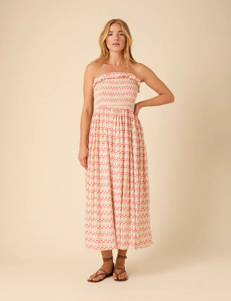 Pink Bandeau Printed Bela Midi Dress sold by Nobody's Child product image thumbnail 2