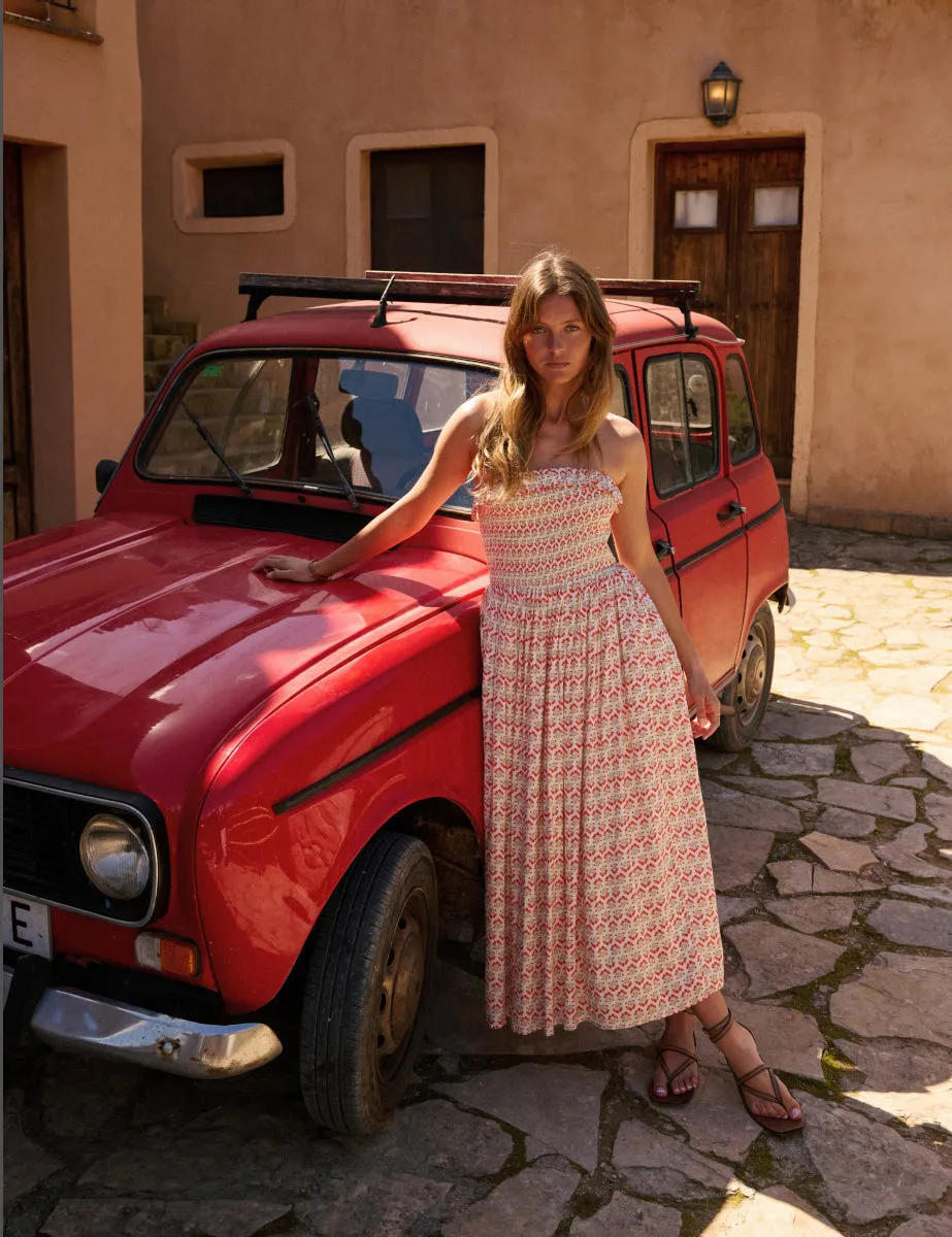Pink Bandeau Printed Bela Midi Dress sold by Nobody's Child