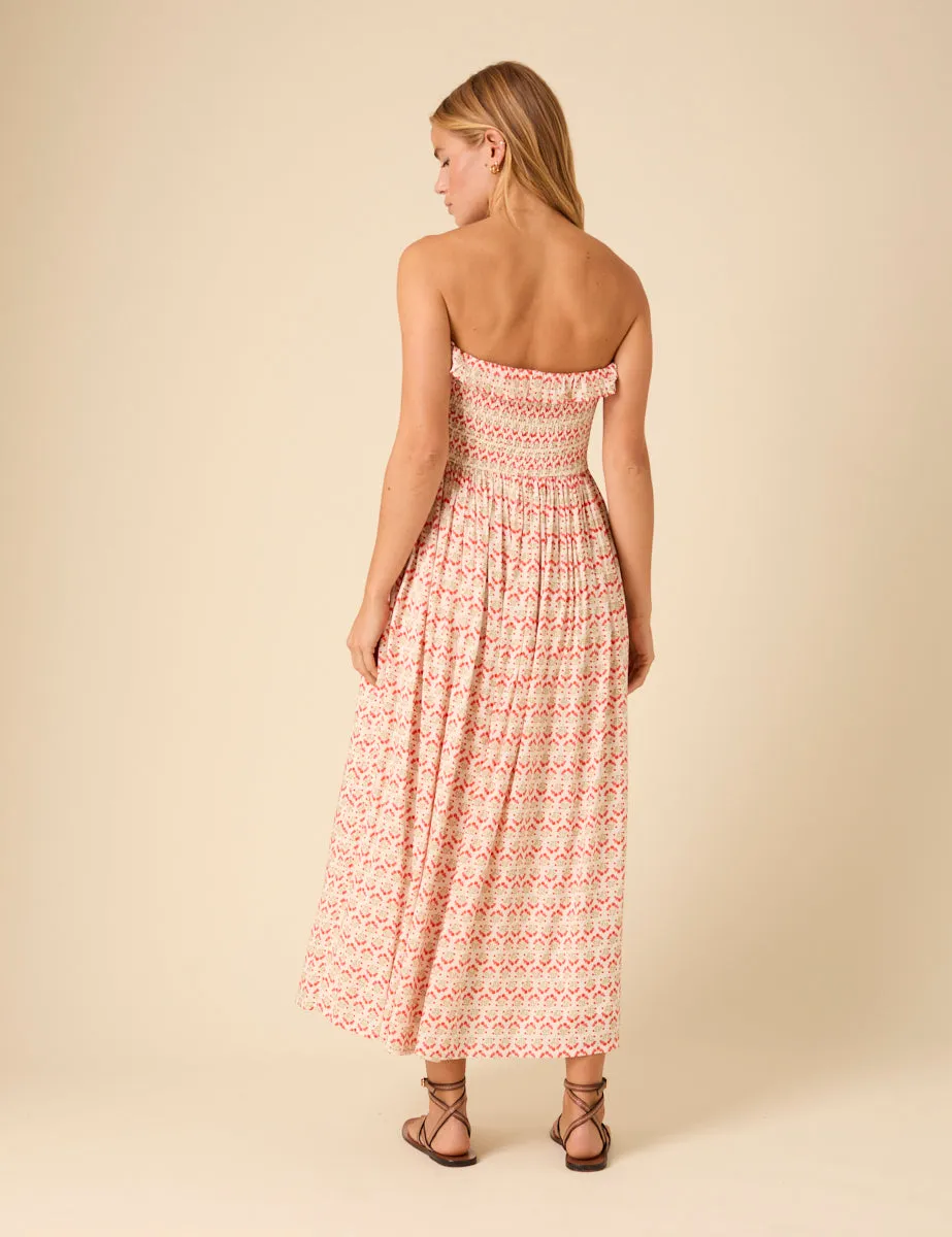 Pink Bandeau Printed Bela Midi Dress sold by Nobody's Child product image thumbnail 5