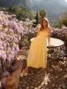 Butter Yellow Bandeau Bela Midi Dress sold by Nobody's Child