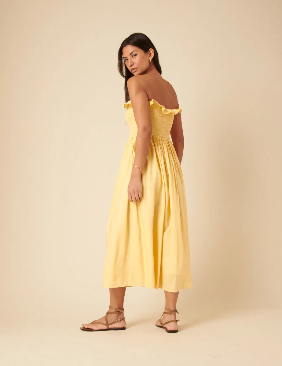 Butter Yellow Bandeau Bela Midi Dress sold by Nobody's Child product image thumbnail 5