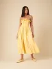 Butter Yellow Bandeau Bela Midi Dress sold by Nobody's Child