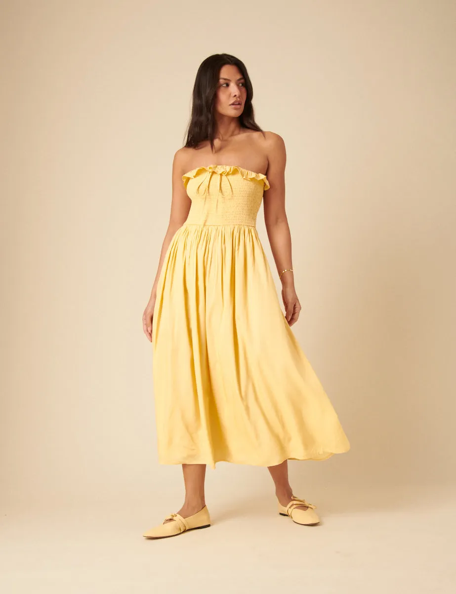 Butter Yellow Bandeau Bela Midi Dress sold by Nobody's Child product image thumbnail 2