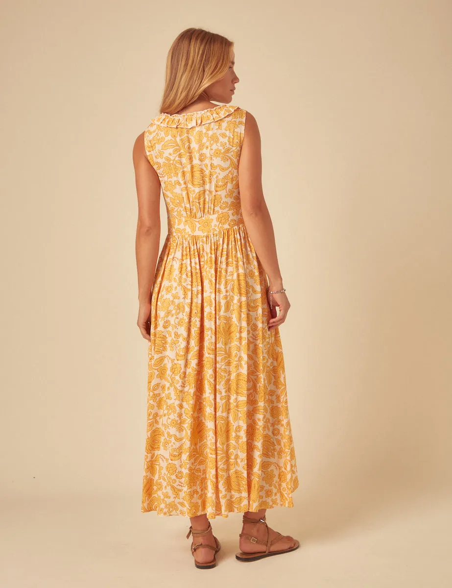 Yellow Printed Sleeveless Flossie Midi Dress sold by Nobody's Child product image thumbnail 5