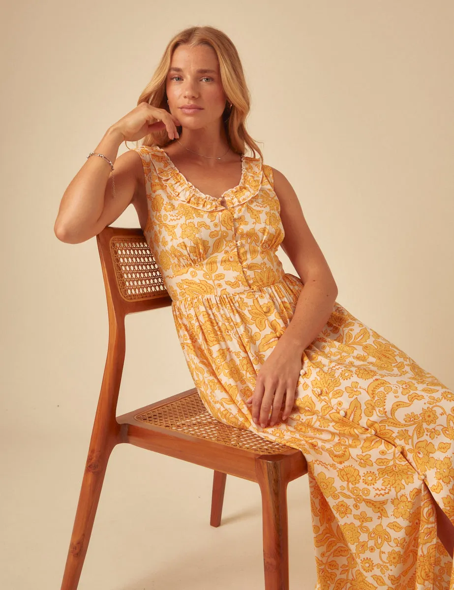 Yellow Printed Sleeveless Flossie Midi Dress sold by Nobody's Child product image thumbnail 2
