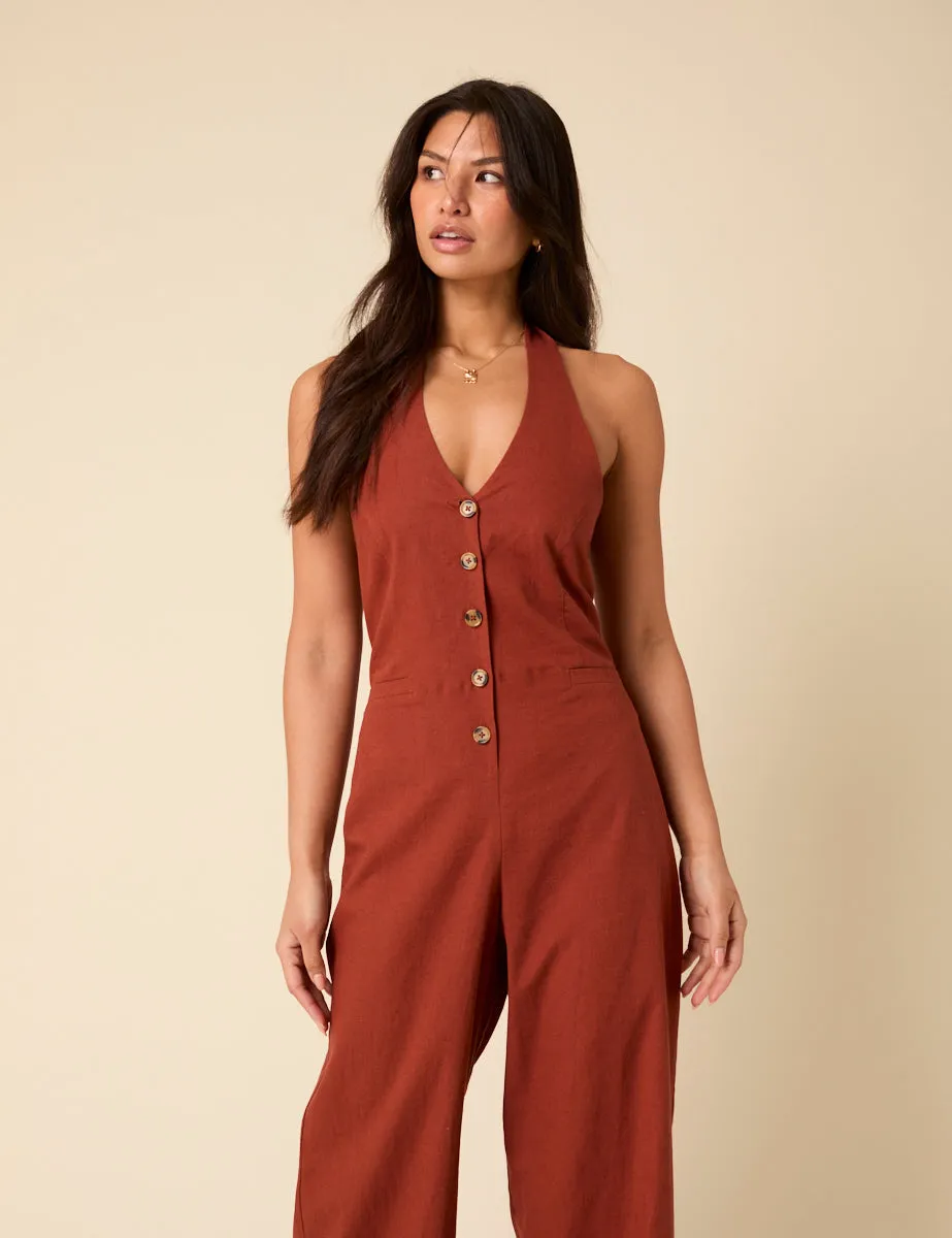 Burnt Orange Seema Jumpsuit sold by Nobody's Child