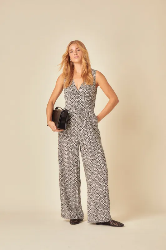 Black Printed Starlight Jumpsuit sold by Nobody's Child