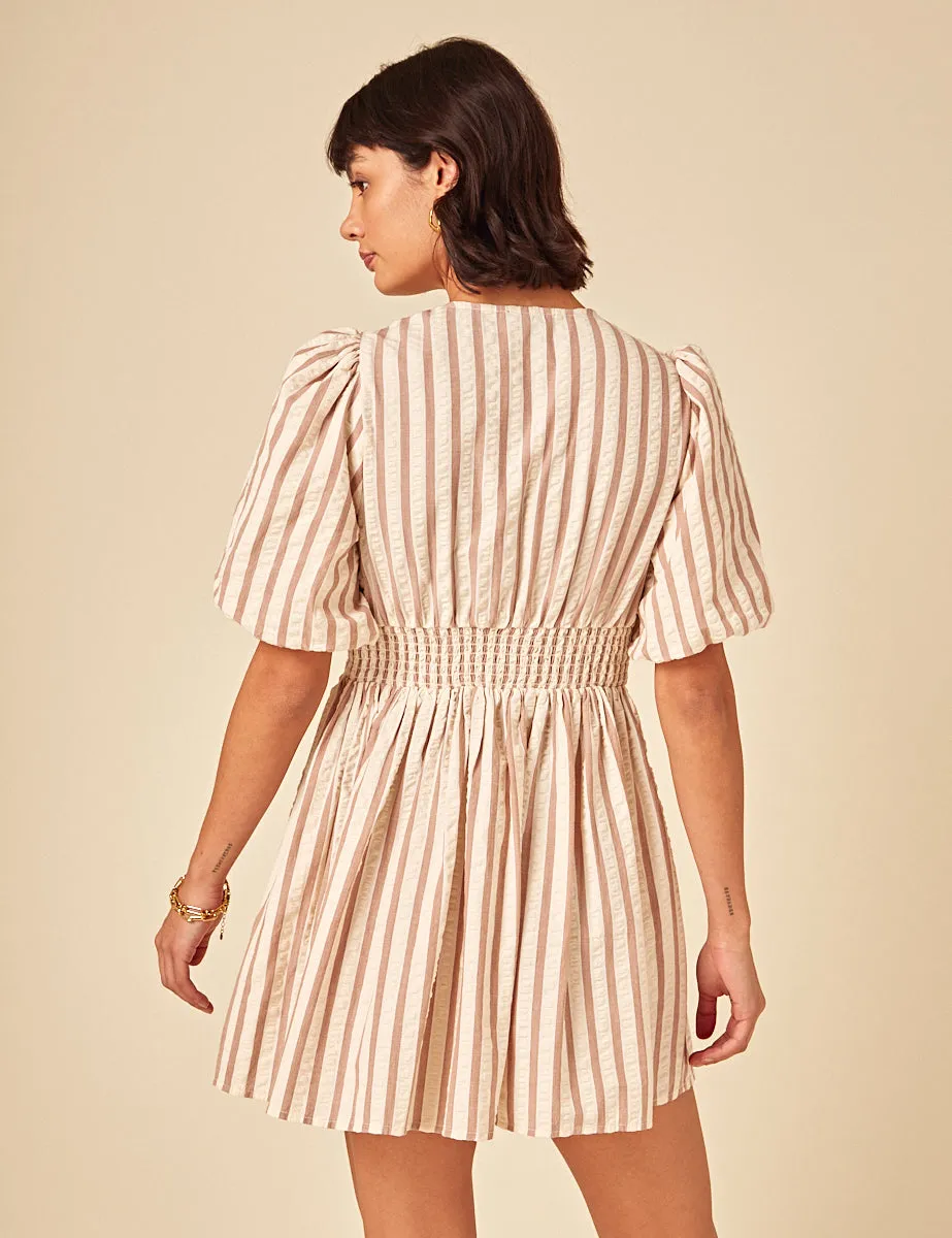 Stone Striped Tie Front Scarla Mini Dress sold by Nobody's Child product image thumbnail 4