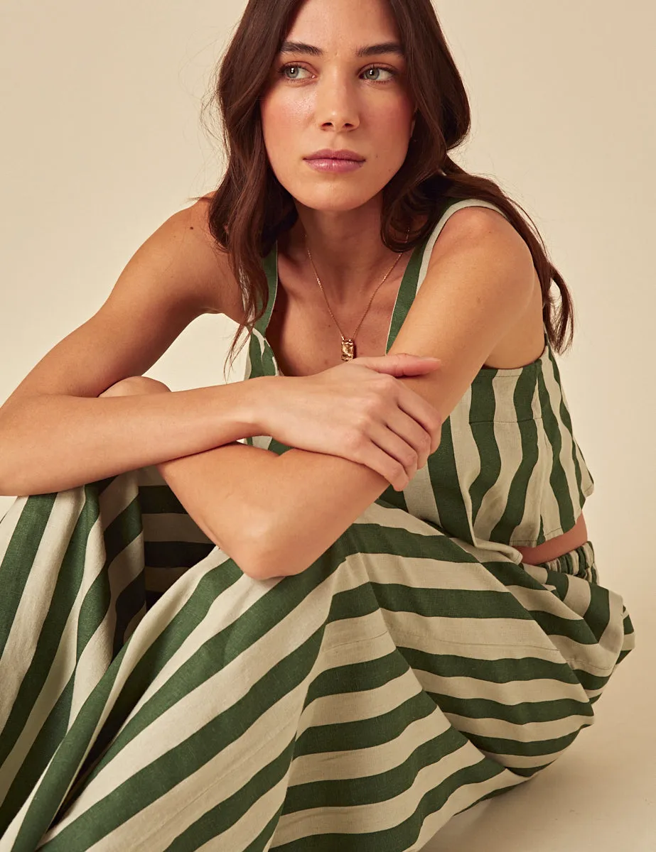 Green Linen-blend Striped Trousers sold by Nobody's Child product image thumbnail 3