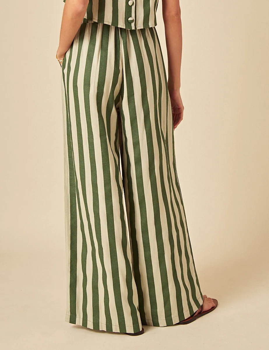 Green Linen-blend Striped Trousers sold by Nobody's Child product image thumbnail 4