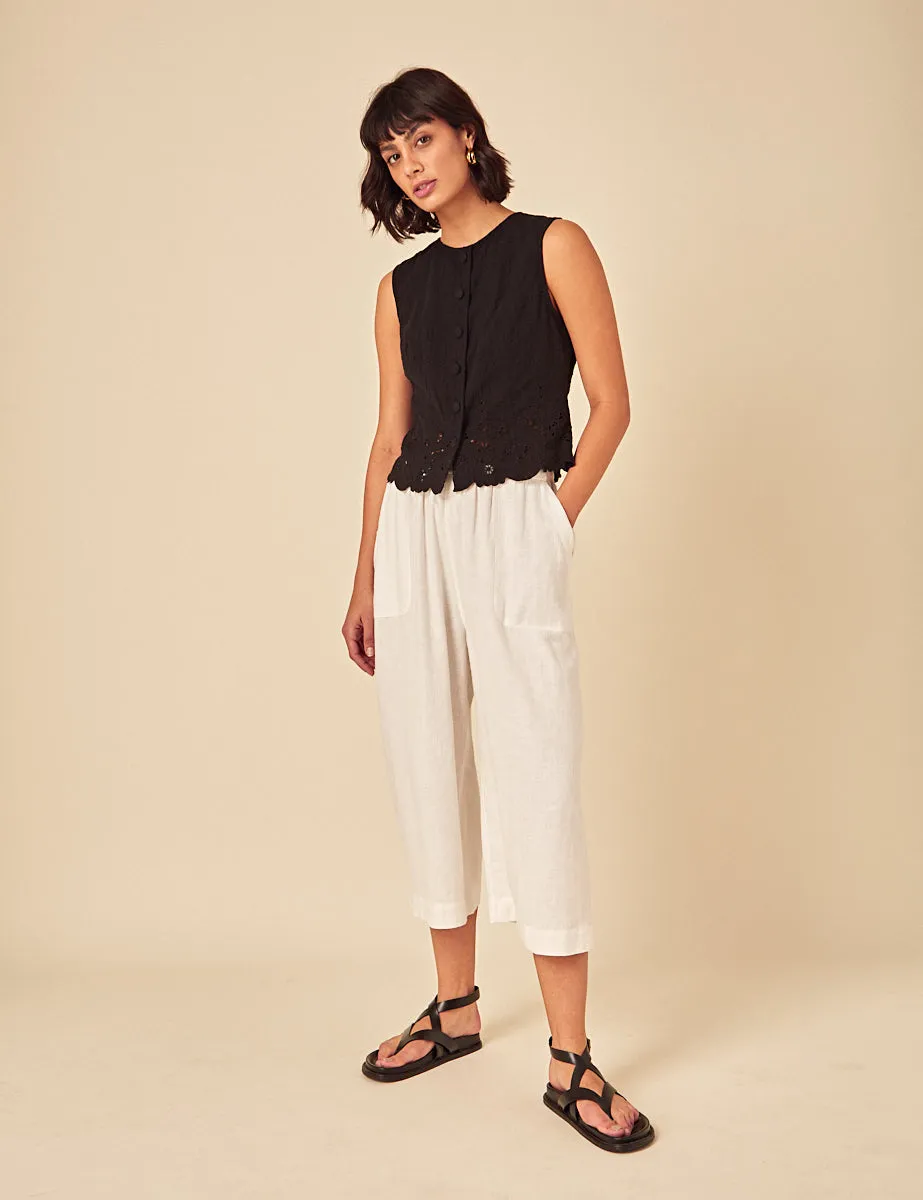 Black Sleeveless Broderie Anglaise Top sold by Nobody's Child product image thumbnail 4