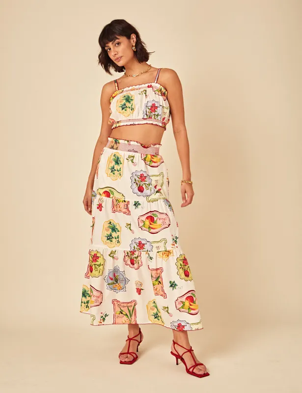 White Printed Midi Skirt sold by Nobody's Child