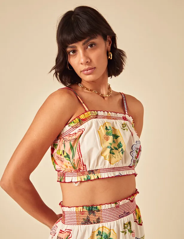 White Printed Crop Top sold by Nobody's Child