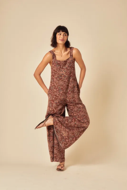 Brown Paisley Linen-blend Jumpsuit sold by Nobody's Child