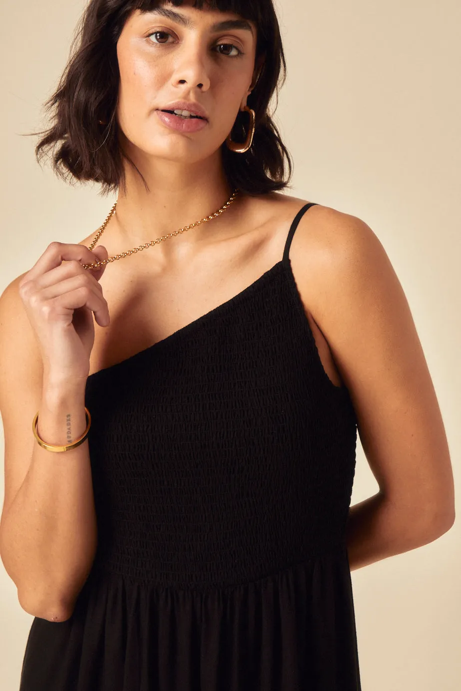 Black One Shoulder Frome Midi Dress sold by Nobody's Child product image thumbnail 3