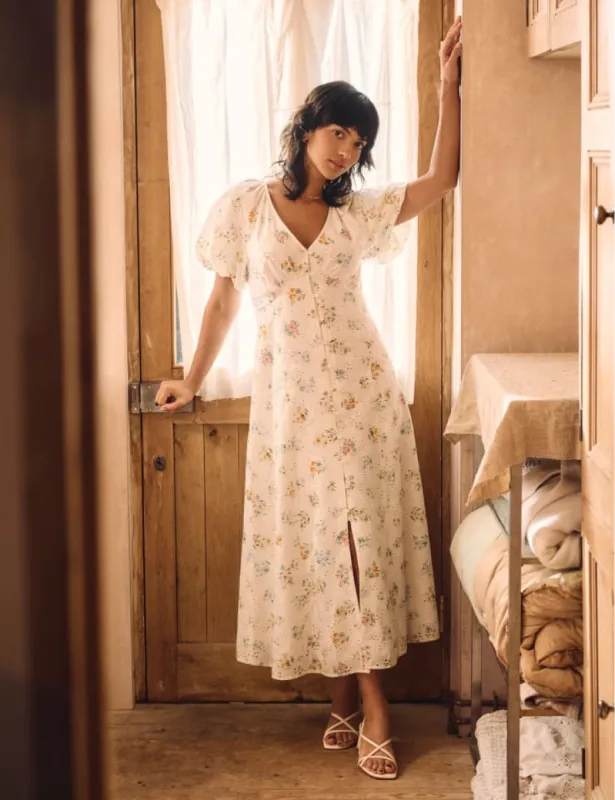 White Floral Broderie Lennox Midi Dress sold by Nobody's Child