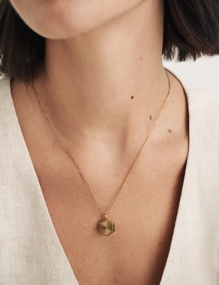 Gold Hexagon Pendant Necklace sold by Nobody's Child
