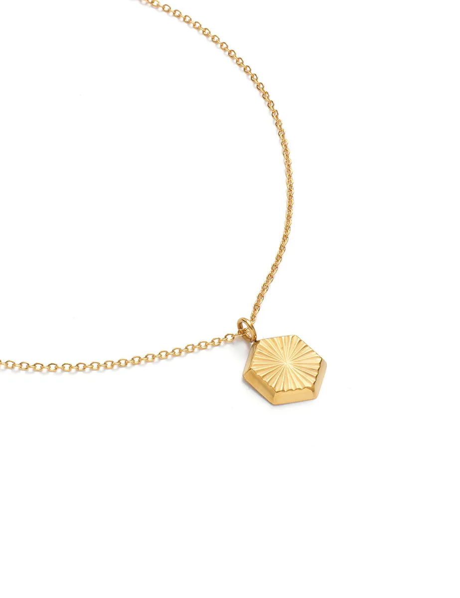 Gold Hexagon Pendant Necklace sold by Nobody's Child product image thumbnail 2