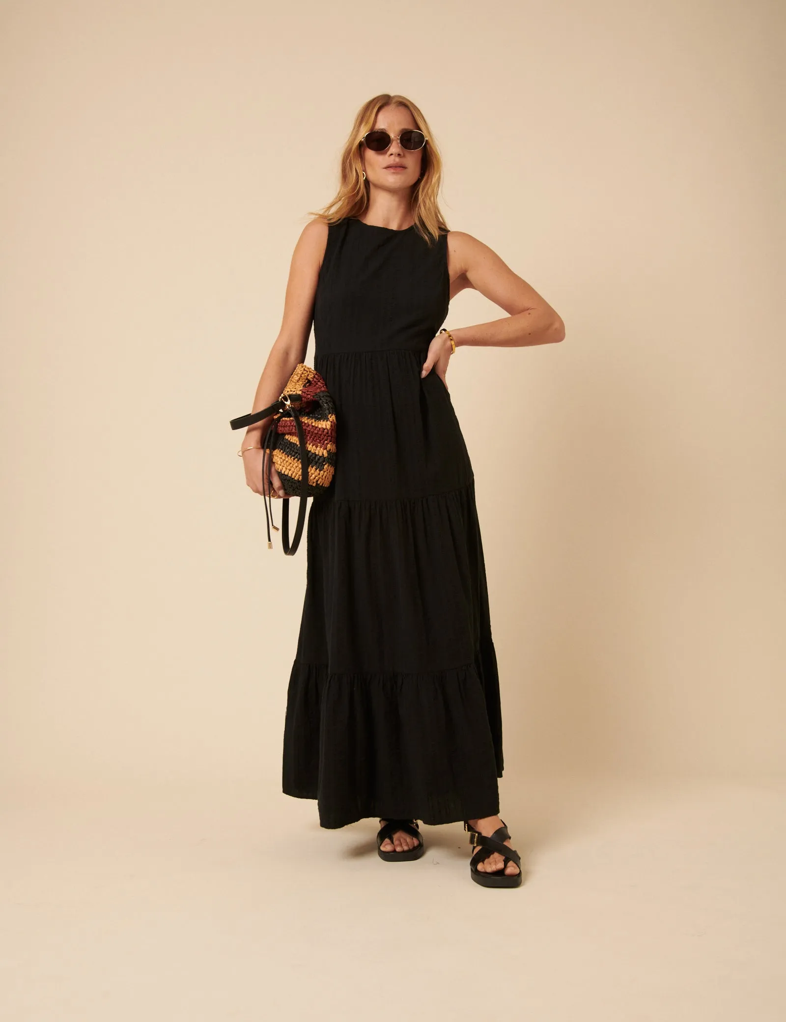 Black Tiered Astrid Maxi Dress sold by Nobody's Child product image thumbnail 3