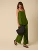Green Linen-blend Parker Wide Leg Trousers sold by Nobody's Child