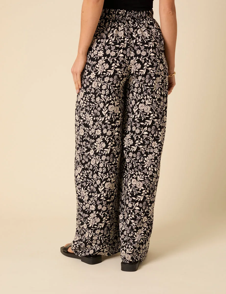 Black Floral Zeena Trousers sold by Nobody's Child product image thumbnail 4