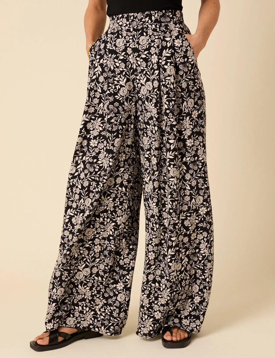 Black Floral Zeena Trousers sold by Nobody's Child product image thumbnail 2