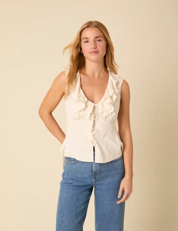 White Frill Top sold by Nobody's Child