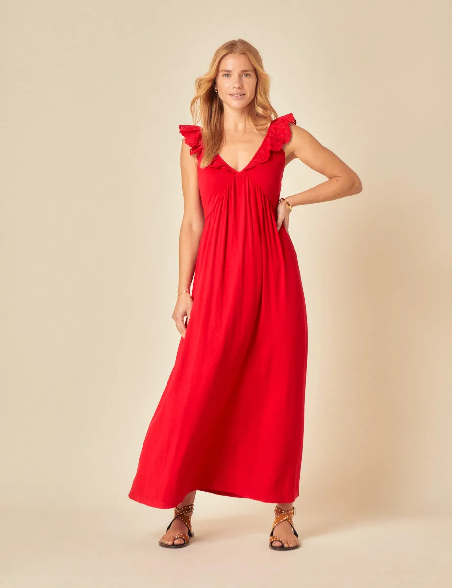 Red Jojo Sweetheart Maxi Dress sold by Nobody's Child