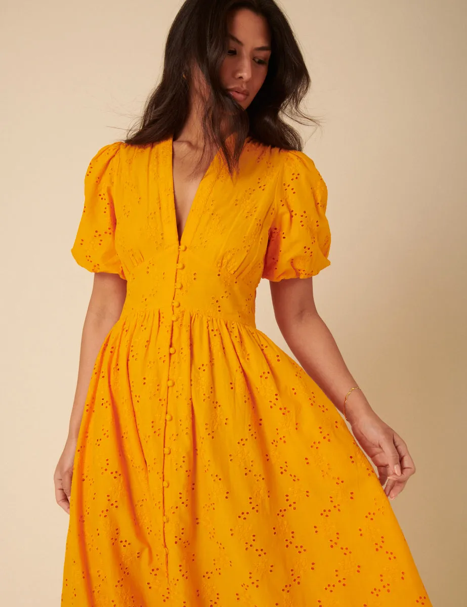 Orange Broderie Anglaise Starlight Midi Dress sold by Nobody's Child product image thumbnail 3