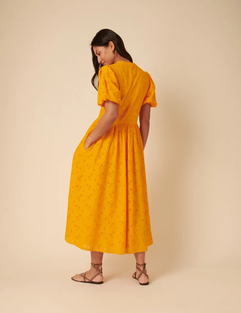 Orange Broderie Anglaise Starlight Midi Dress sold by Nobody's Child product image thumbnail 5