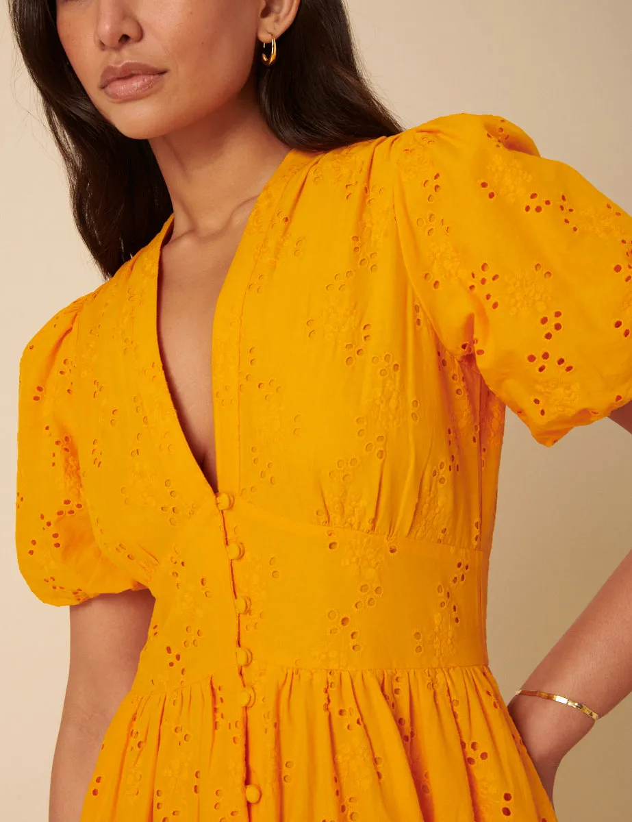 Orange Broderie Anglaise Starlight Midi Dress sold by Nobody's Child product image thumbnail 2