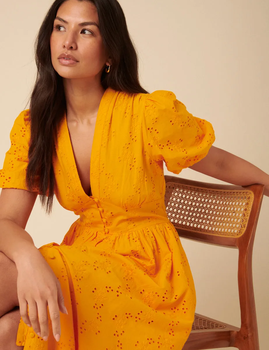 Orange Broderie Anglaise Starlight Midi Dress sold by Nobody's Child product image thumbnail 4