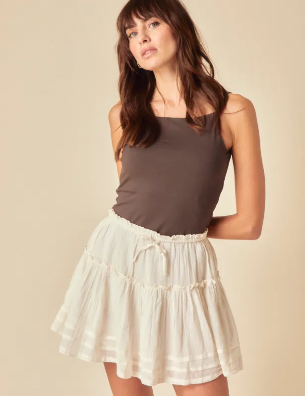 Cream Tiered Convertible Mini Skirt sold by Nobody's Child