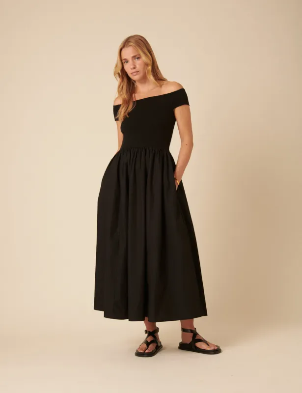 Black Bardot Midi Dress sold by Nobody's Child