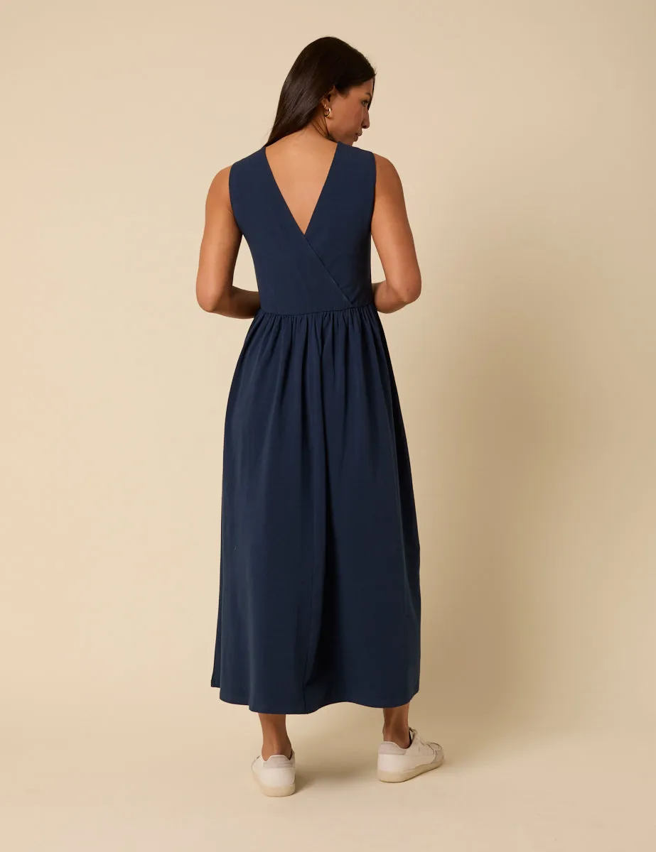 Navy Deep V Back Maxi Dress sold by Nobody's Child product image thumbnail 5
