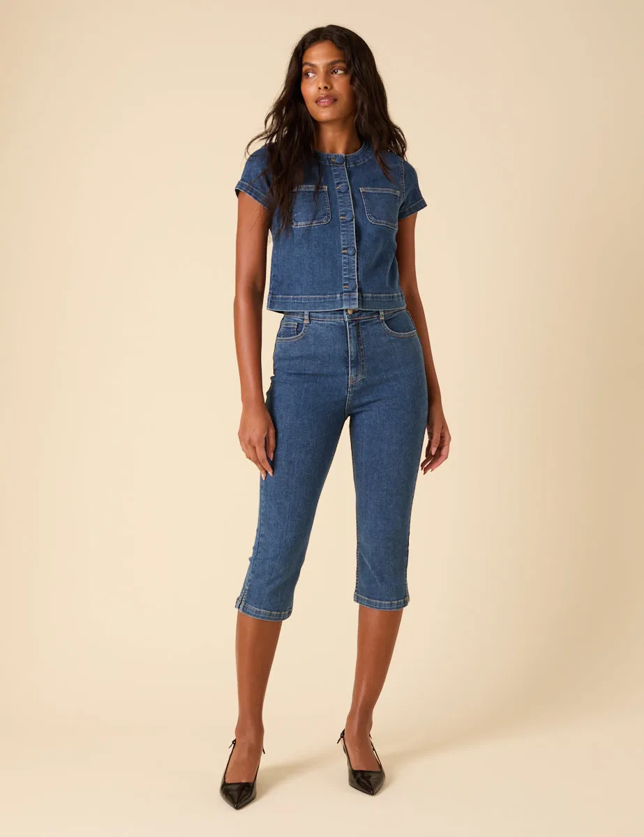 Blue Denim Capri Trousers sold by Nobody's Child