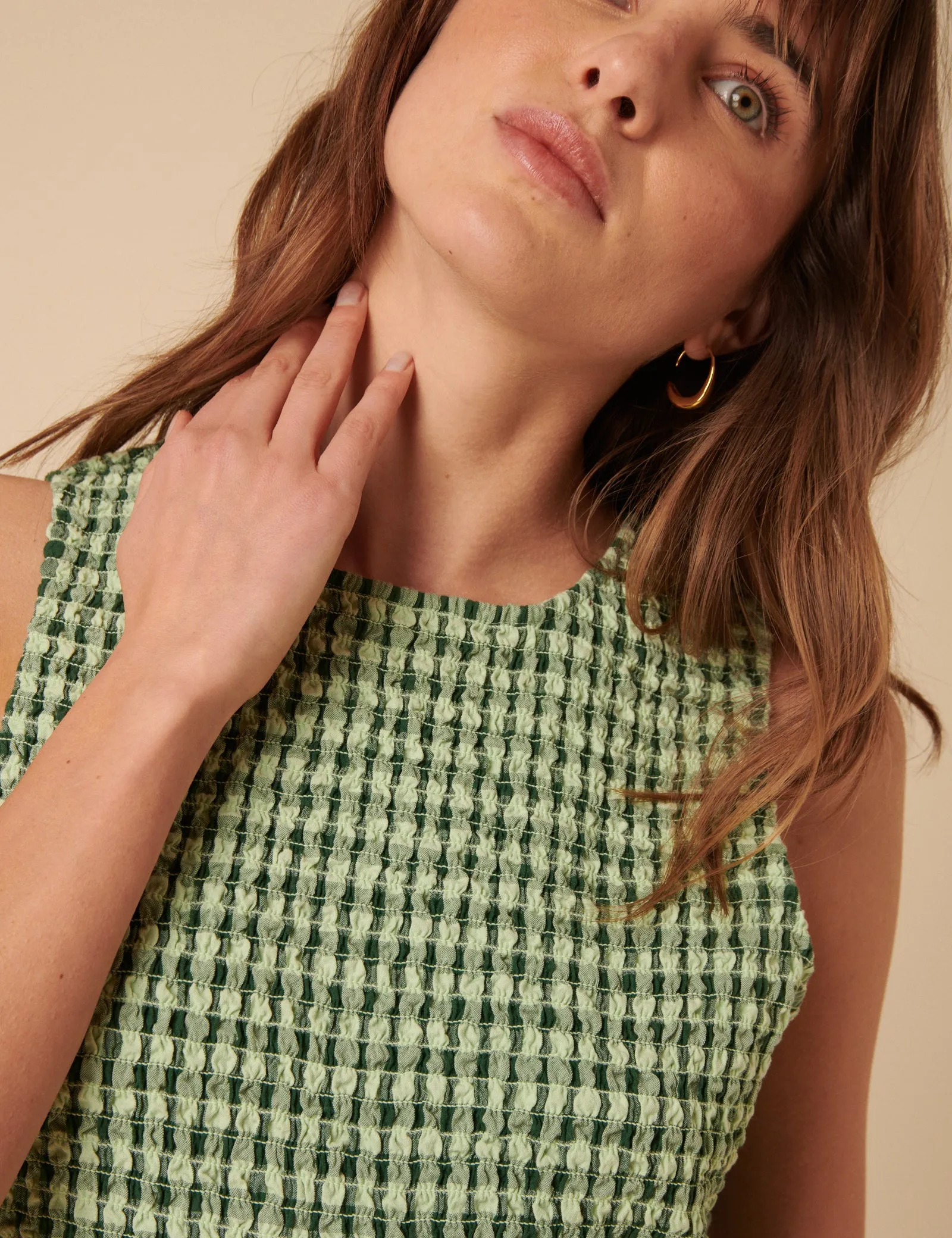 Green Gingham Shirred Ruth Jumpsuit sold by Nobody's Child product image thumbnail 3