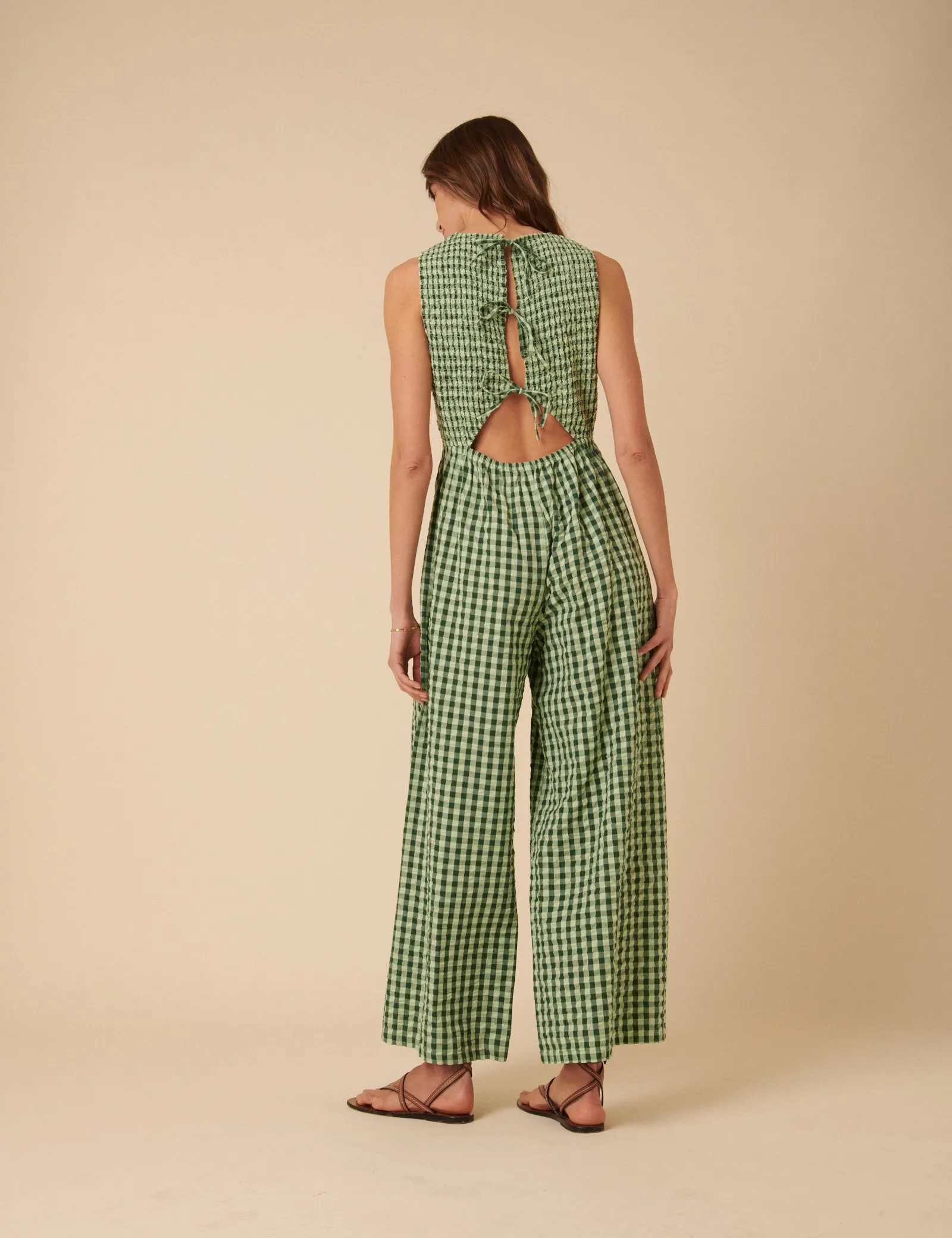 Green Gingham Shirred Ruth Jumpsuit sold by Nobody's Child product image thumbnail 4